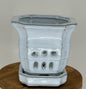Black Ceramic Orchid Pot - Round  With Attached Humidity Drip Tray 6" x 6" x 4.5" tall