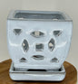 White Ceramic Orchid Pot - Square With Attached Humidity Drip Tray 5.5" x 5.5" x 5.25" tall