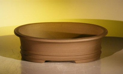 Tan Unglazed Ceramic Bonsai Pot - Oval  14.0" x 11.0" x 4.0"