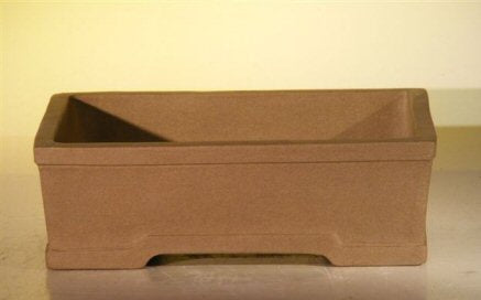 Tan Unglazed Ceramic Bonsai Pot - Rectangle  8.25" x 6" x 2.75"