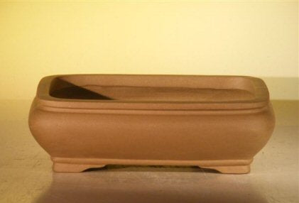 Tan Unglazed Ceramic Bonsai Pot - Rectangle  8" x 6" x 3"