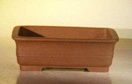 Tan Unglazed Ceramic Bonsai Pot - Rectangle  8.25" x 6" x 2.5"