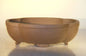Tan Unglazed Ceramic Bonsai Pot - Oval  6.5" x 4.5" x 2.125"