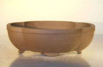 Tan Unglazed Ceramic Bonsai Pot - Oval  10" x 7.875" x 3.125"