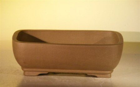 Tan Unglazed Ceramic Bonsai Pot - Rectangle  8" x 6.75" x 3"
