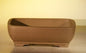 Tan Unglazed Ceramic Bonsai Pot - Rectangle  8" x 6.75" x 3"