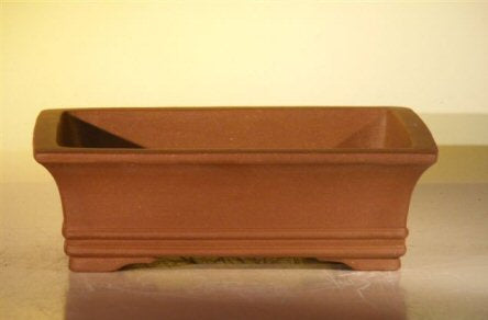 Brown Unglazed Ceramic Bonsai Pot - Rectangle   10" x 7.875" x 3.125"