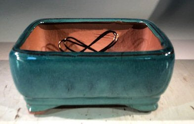 Blue / Green  Ceramic Bonsai Pot - Rectangle  Professional Series   6" x 4" x 2"