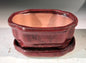 Parisian Red  Ceramic Bonsai Pot -Rectangle With Humidity Drip Tray 6" x 4.5" x 2.5"