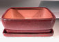Parisian Red  Ceramic Bonsai Pot - Rectangle With Humidity Drip Tray 8" x 6" x 3"