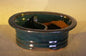 Dark Blue Ceramic Bonsai Pot - Oval Land/Water Divider   8.0" x 6.0" x 3.0" OD 6.5" x 5.0" x 2.5" ID