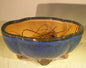 Blue Ceramic Bonsai Pot  Oval Lotus Shaped  Professional Series  8.25" x 7.25" x 3.5"