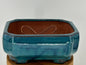 Blue / Green Ceramic Bonsai Pot Rectangle with Indented Corners  Professional Series  8.0" x 6.5" x 3.5"