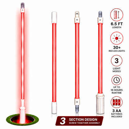 LED 78 Inch Red Flag Stick