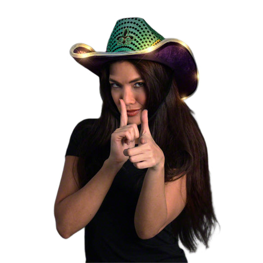 Light Up Flashing Fleur De Lis Cowboy Hat