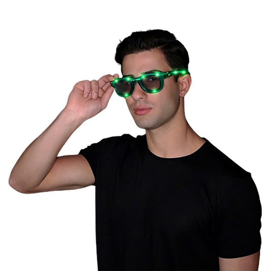 Green LED Nerd Glasses