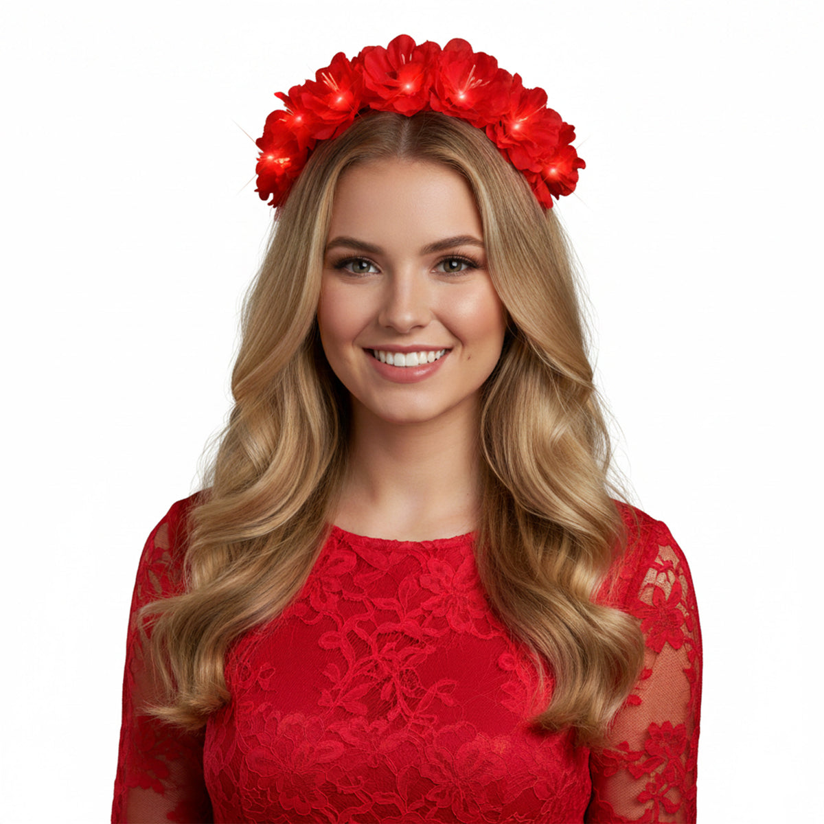 Red Kiss Fairy Flower LED Headband