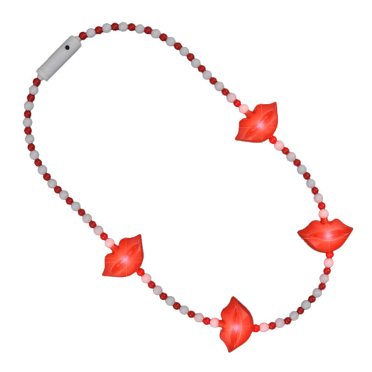 Kissy Red Lips Light Up Beaded Necklace