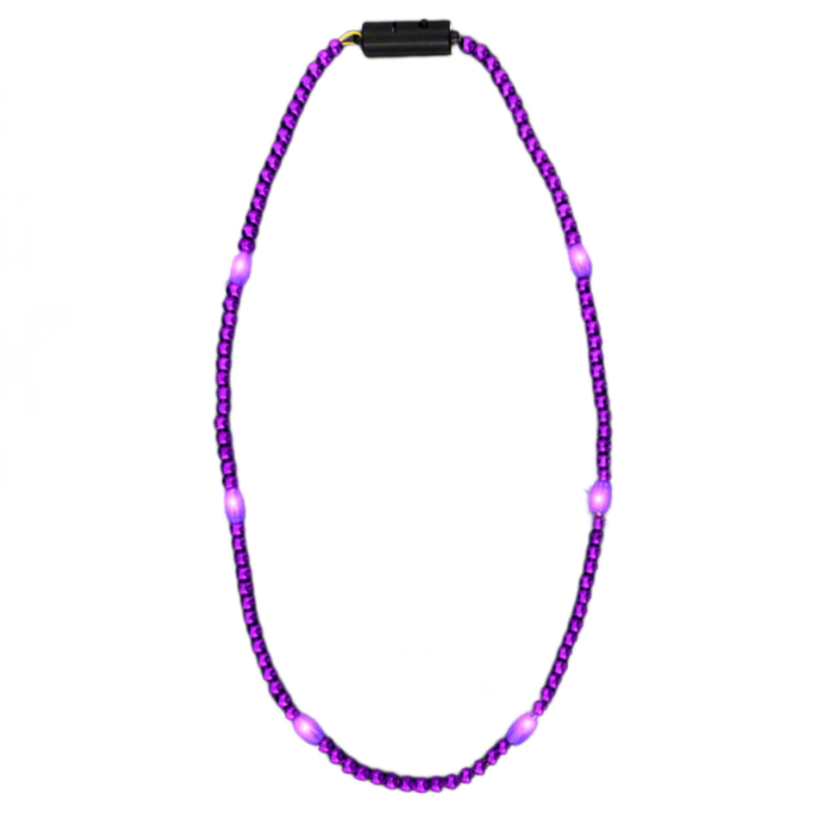 LED Necklace with Purple Metallic Beads for Mardi Gras