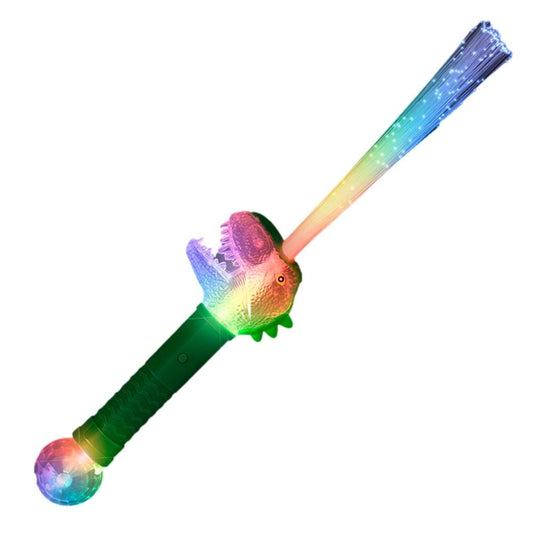 Light Up Fiber Optic Multicolor Dinosaur Prism Wand
