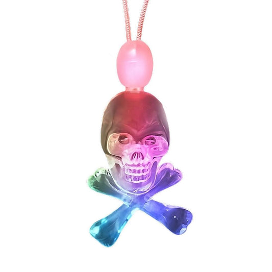Light Up Acrylic Pirate Skull and Crossbones Charm Necklace