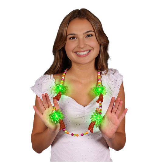 Light Up Beaded Huge Palm Trees Charms Necklace