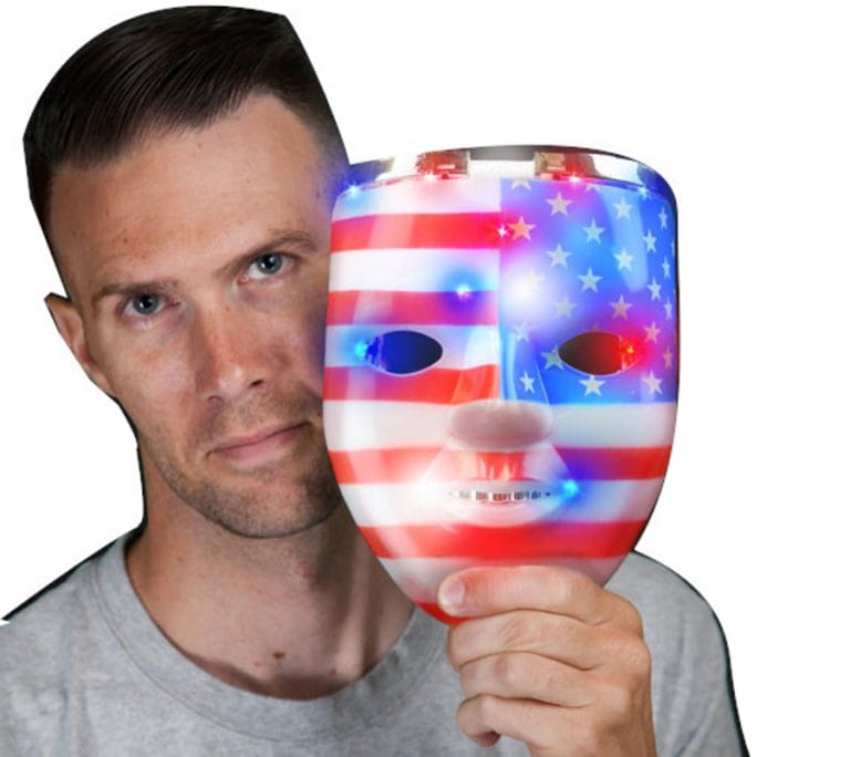 Light Up Classic American USA Flag Patriotic Skull Mask for 4th of July