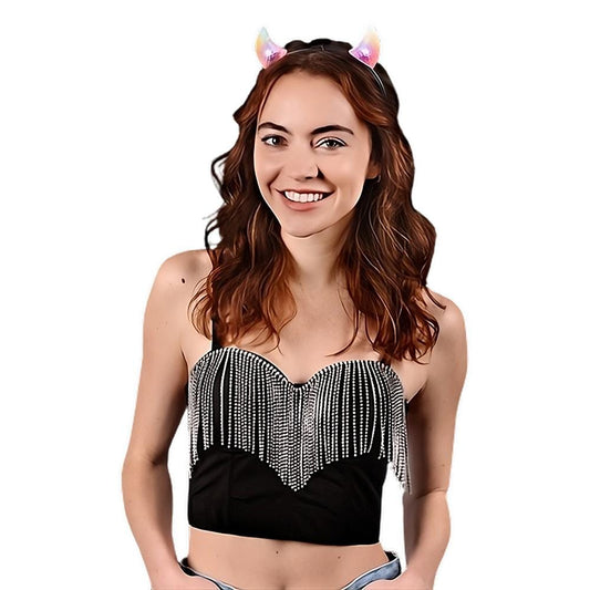 Light Up Crystal Prism Devil Horns Multicolor