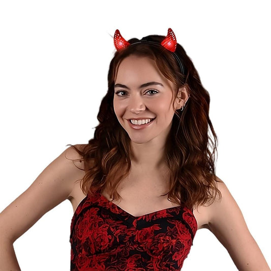 Light Up Crystal Prism Devil Horns Red