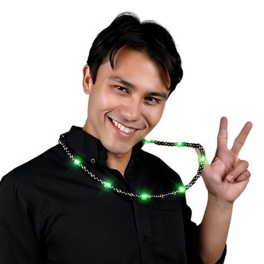 Flashing Mardi Gras Metallic Beaded Necklace