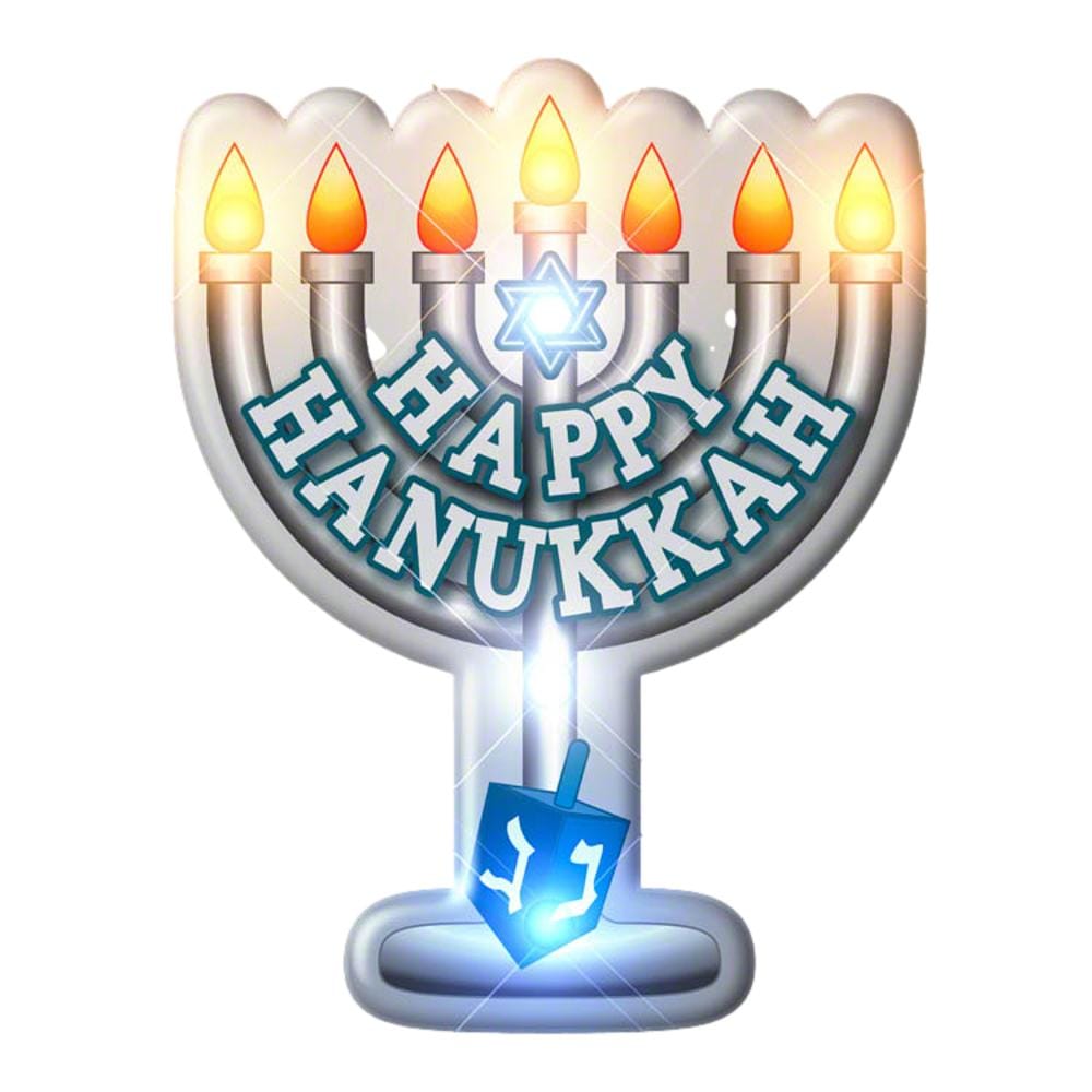Light Up Happy Hanukkah LED Menorah Chanukah Body Light Pin