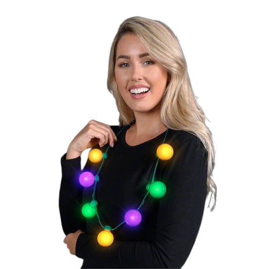 Large Light Party Globes Mardi Gras Parade Light Up Crewe Necklace for Fat Tuesday