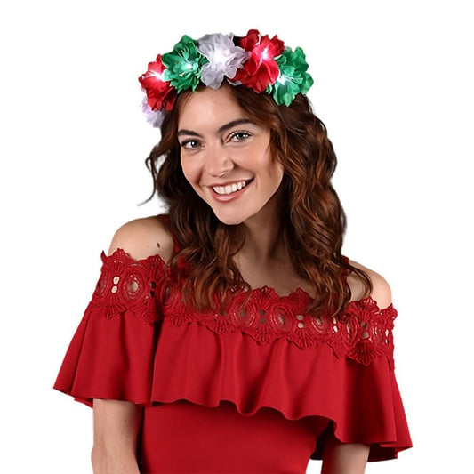 Light Up Perfect Holiday Red White Green Fairy Halo Crown