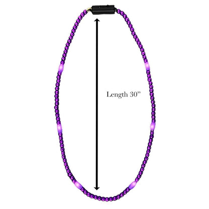 LED Necklace with Purple Metallic Beads for Mardi Gras