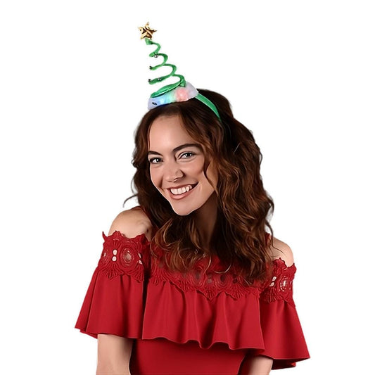 Light Up Tree Silly Springy Headband with Golden Star
