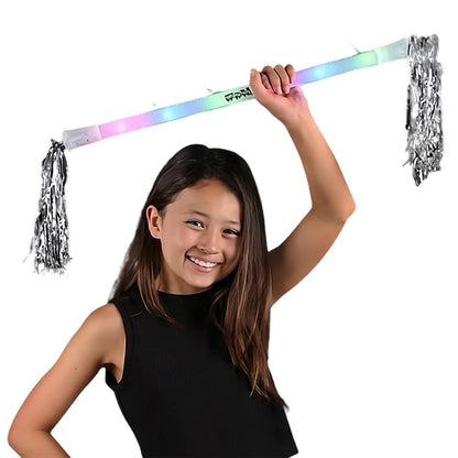 Light Up Twirling Baton Wand with Silver Tinsel