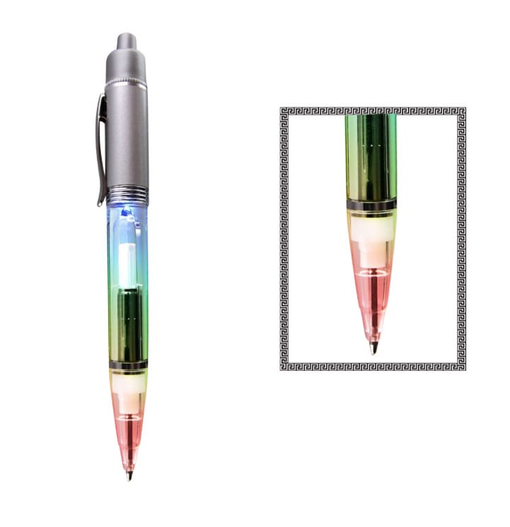 Silver Barrel Multi Colored LED Pen