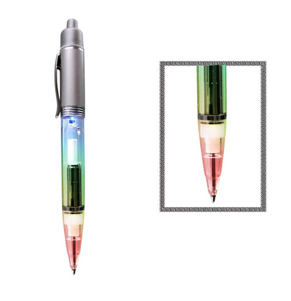 Silver Barrel Multi Colored LED Pen