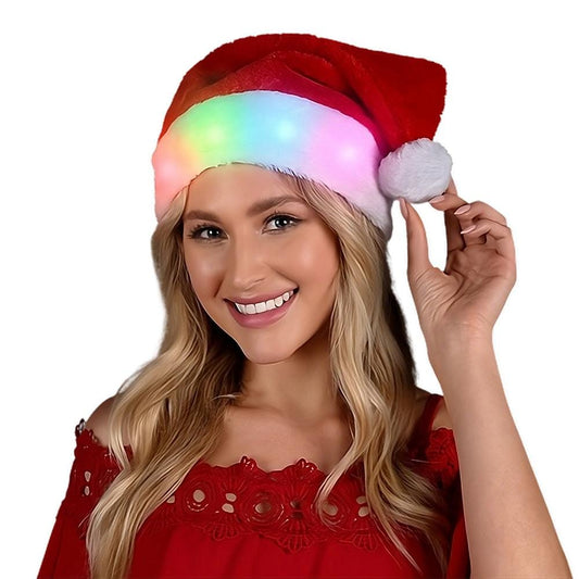 Light Up Multicolor LEDs Deluxe Santa Hat