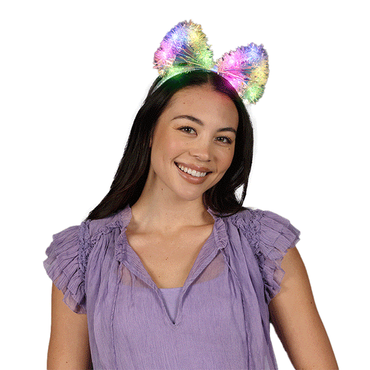 Multicolor LEDs Tinsel Iridescent Bow Headband