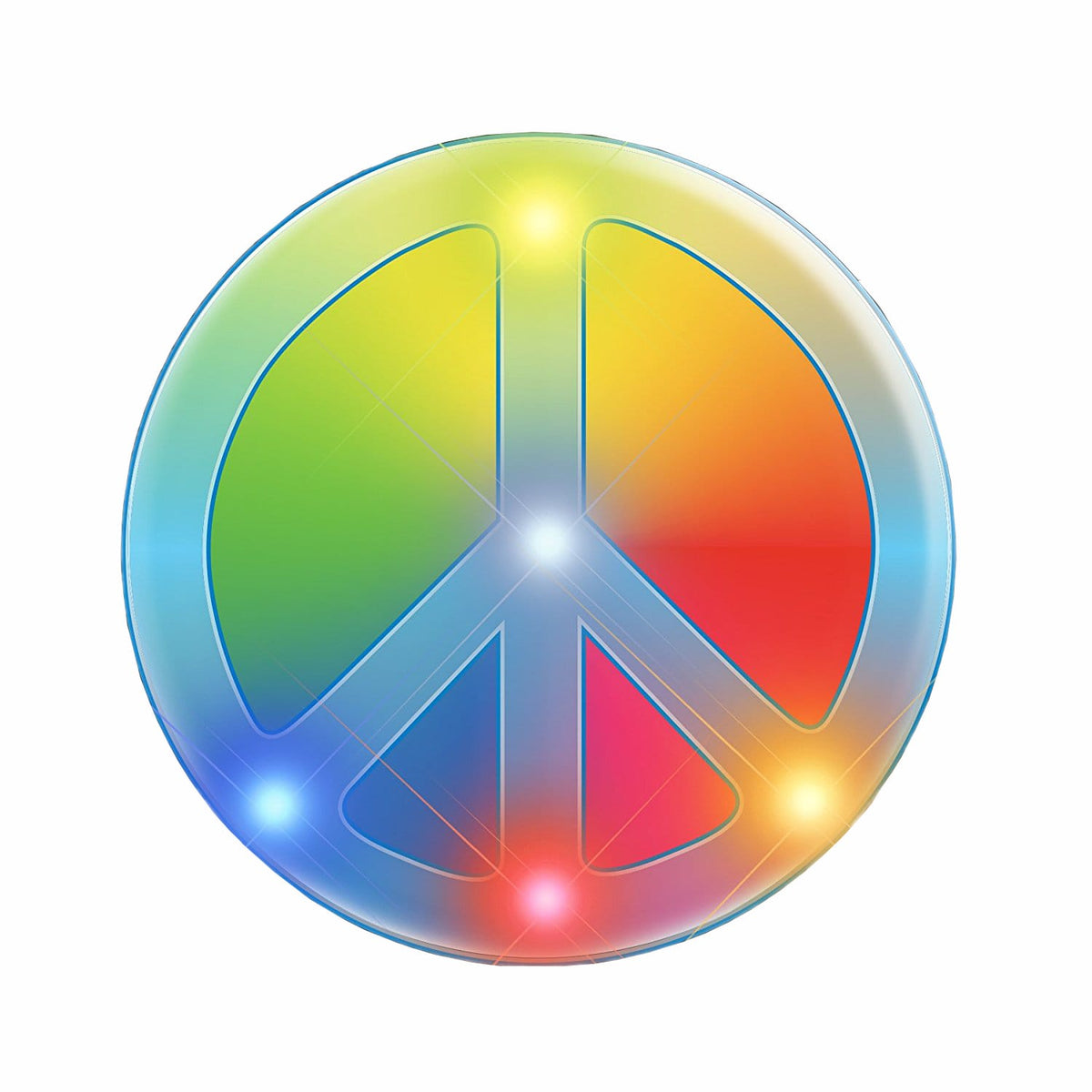 Peace Sign Rasta Colors Flashing Body Light Necklace
