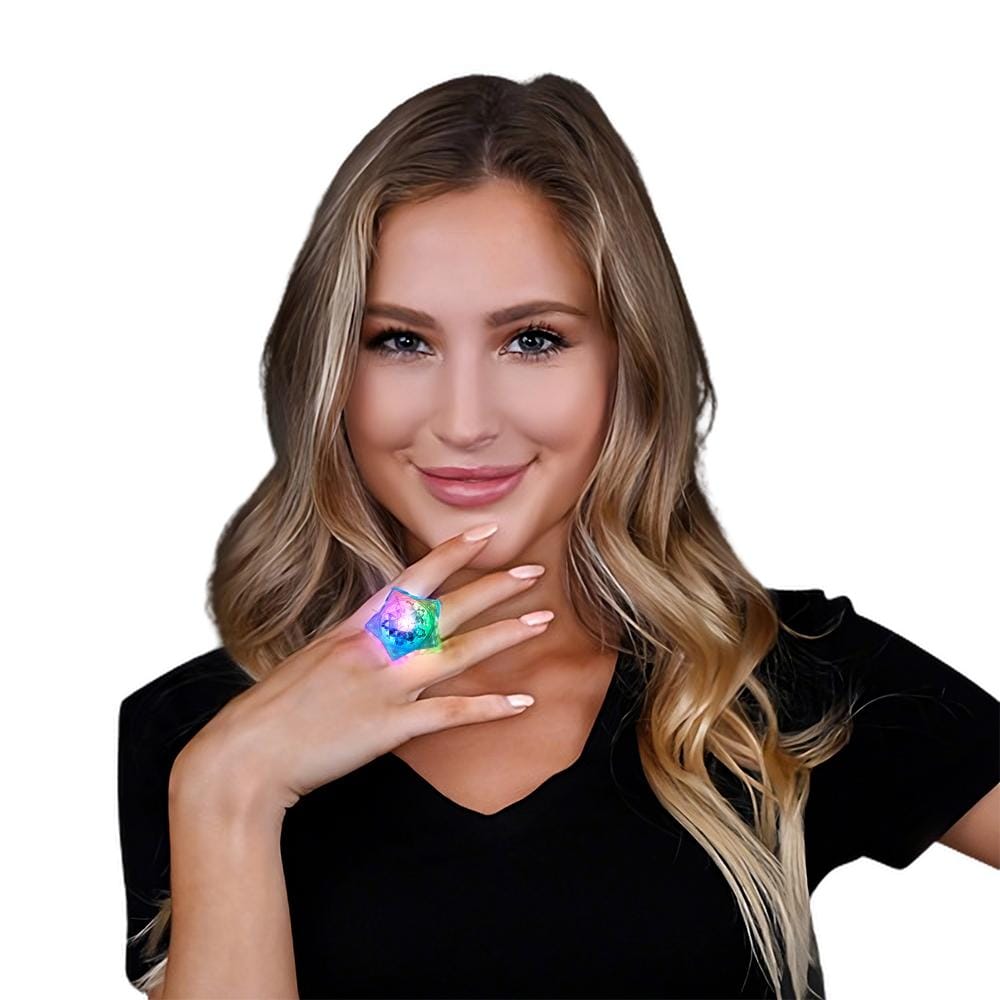 Aurora Huge Crystal Star Prism Gem Rings RGB