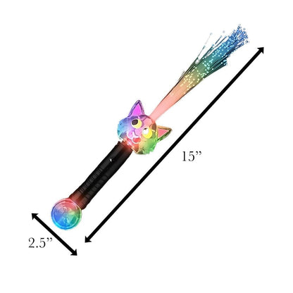 Light Up Multicolored Fiber Optic Cat Wand with Crystal Ball