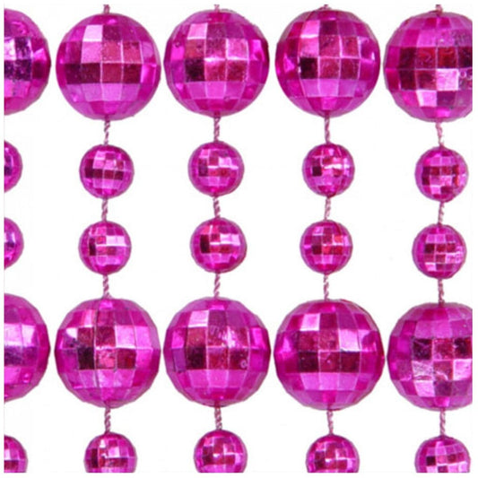 Round Disco Bead Necklace Pack of 12 Pink