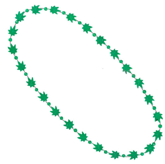 Pot Leaf Bead Necklaces Green Pack of 12