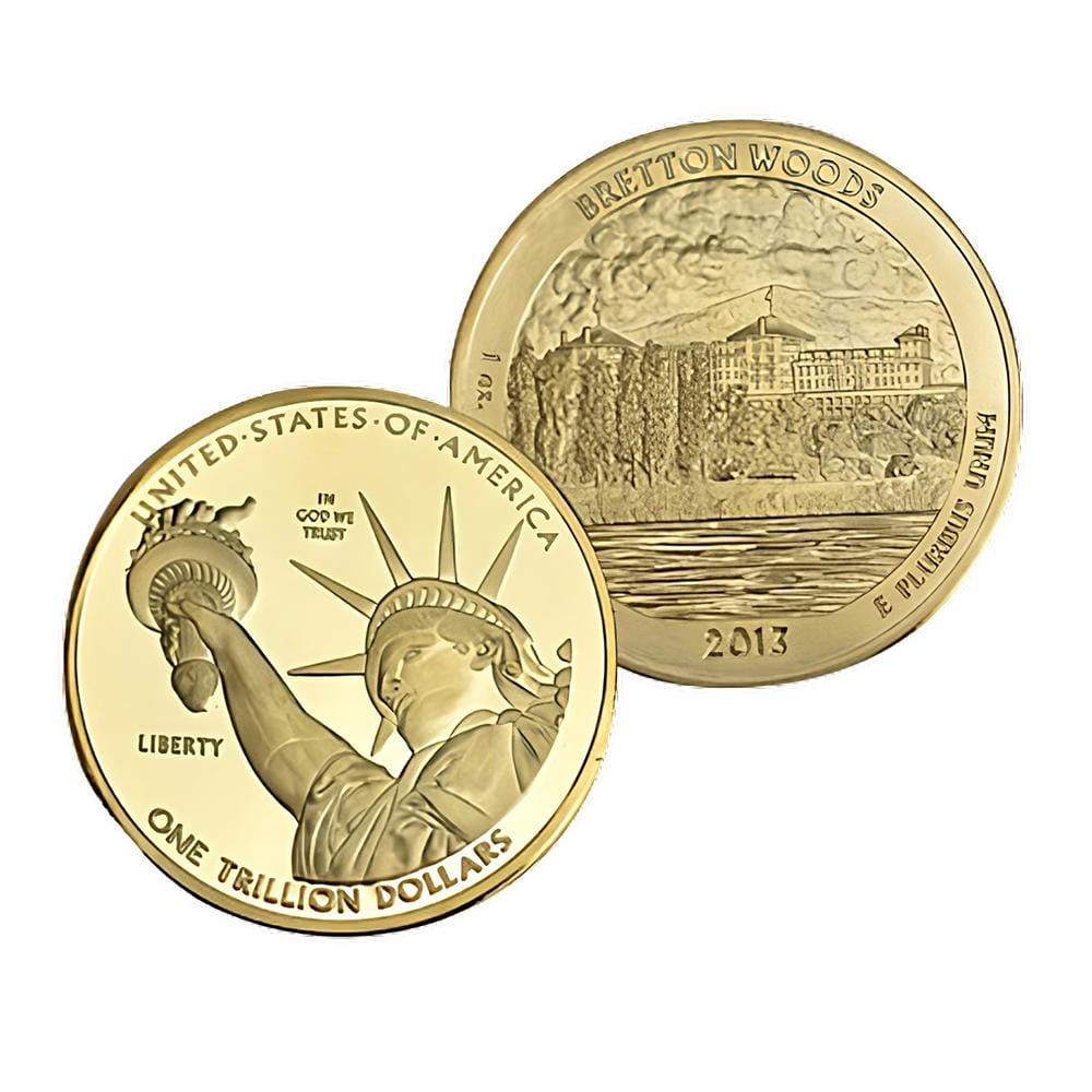 One Trillion Dollar Statue of Liberty Tribute Gold Plated Coin
