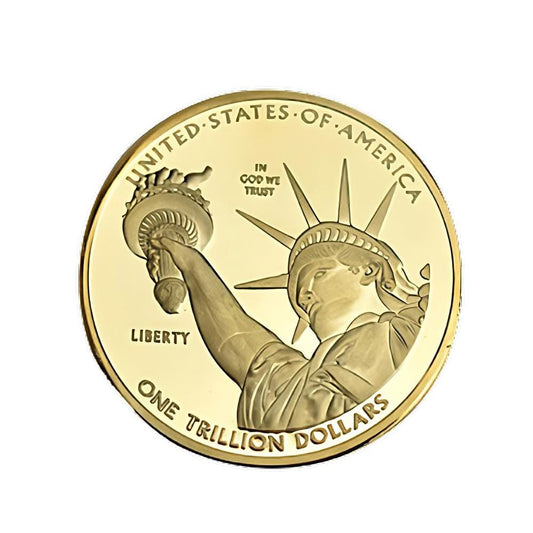 One Trillion Dollar Statue of Liberty Tribute Gold Plated Coin