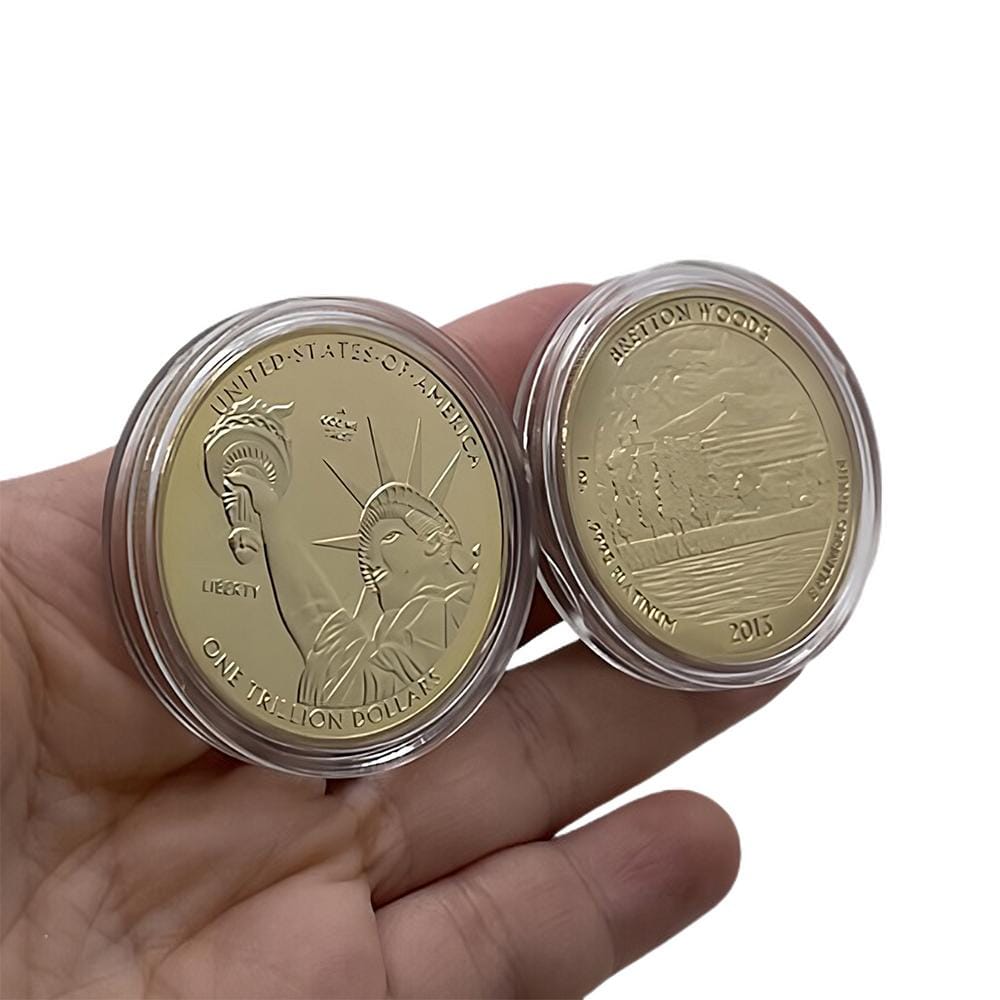One Trillion Dollar Statue of Liberty Tribute Gold Plated Coin