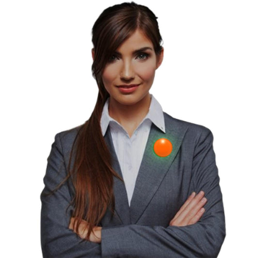 Light Up Round Badge Pin Orange