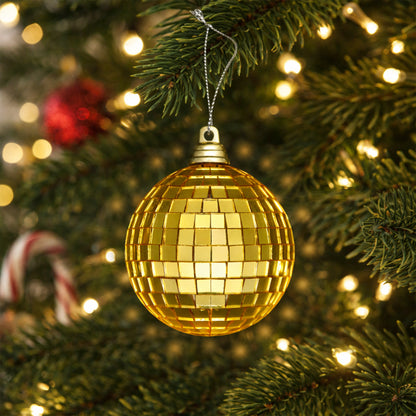 Unlit Mini Gold Mirror Disco Ball Ornaments